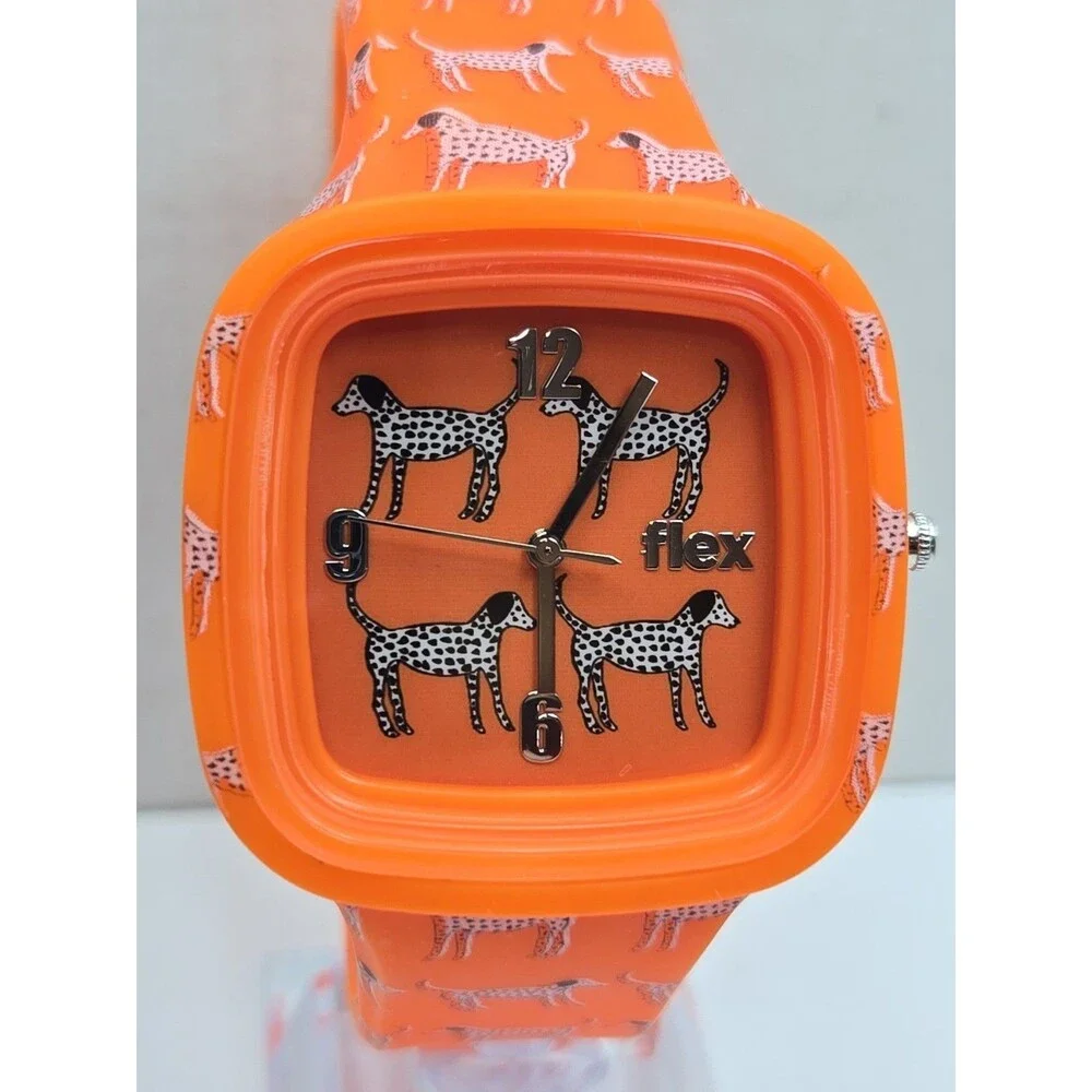 Flex Animal Rescue 2 Dog Dayz Orange Dalmatian Silicone Quartz Watch New Battery